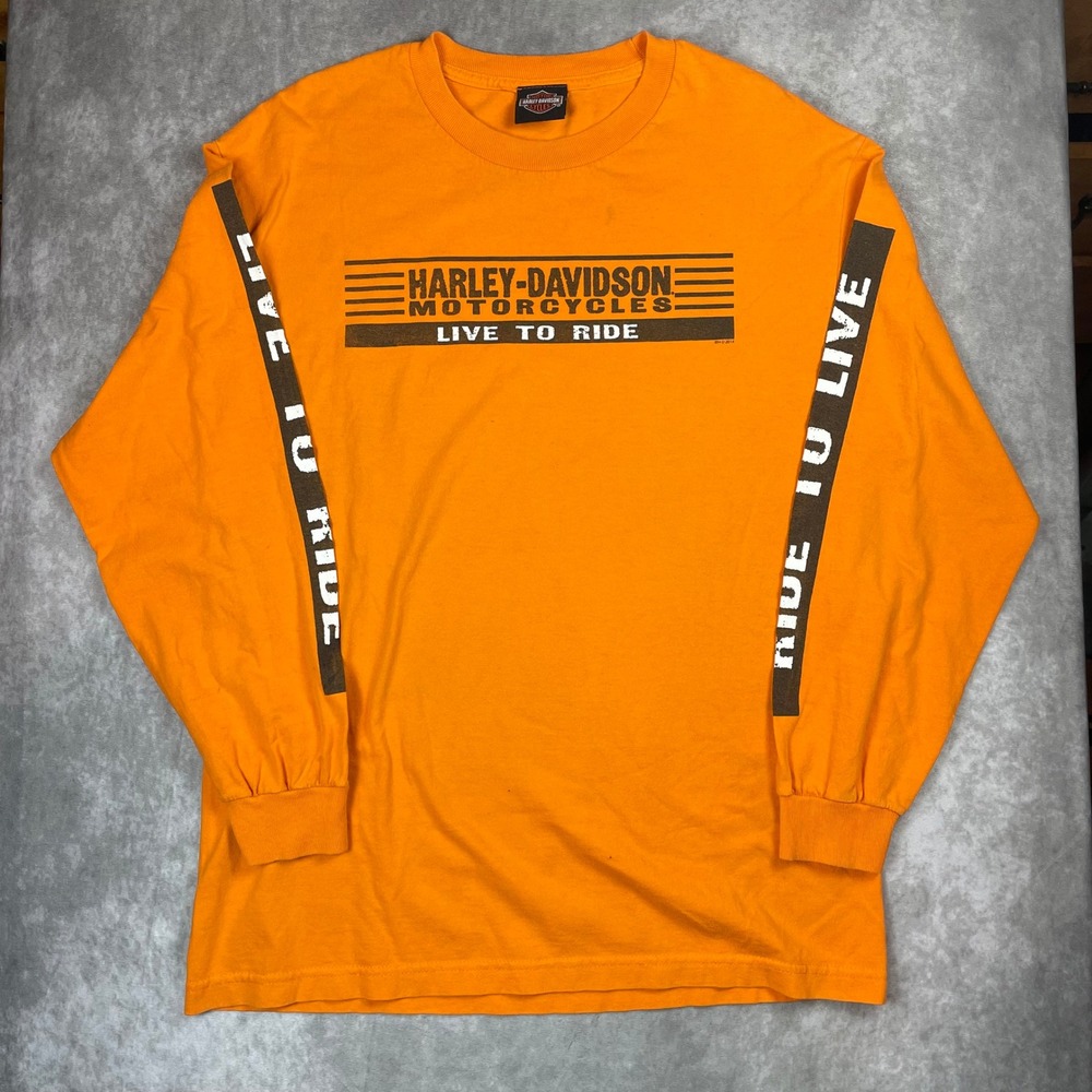 Harley-Davidson Mens Orange Smoky Mountain Ride‎ Dragon Graphic Long Sleeve L